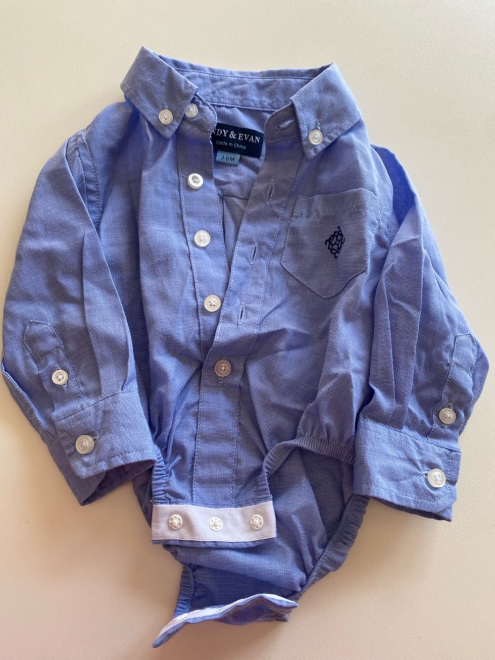 Andy  & Evan Light Blue Button-Up Bodysuit